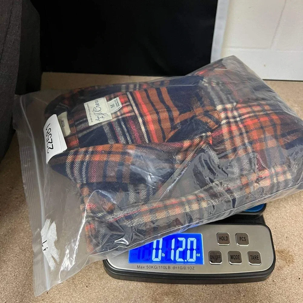 J. Crew Button Up Shirt Men Slim Fit Flannel Medium Orange Blue Plaid Cotton